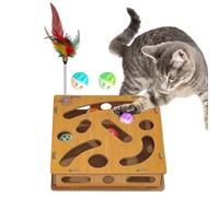 Generisch Cat Nail File Box, Wooden Scratching Toy, 11 Inch Learning Puzzle Game, 0.4 kg, Stress-Free Claw Care Tool with Bell Ball and to Increase Boredom for Pets Indoors