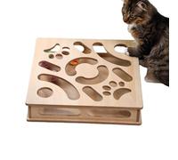 Generisch Cat Puzzle Food Toy - Wooden 30 x 30 x 8 cm Cat Puzzle Toy | Interactive Maze Treat Dispenser | Slow Feeder Brain Training Against Boredom Natural Wood