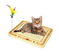 Generisch Cat Scratching Board, Sisal Scratching Mat, Interactive Indoor Cat Toy with Ball Track and Feathers, Scratching Board for Mental Stimulation for Kittens, for Kittens, Indoor Floor and