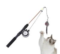 Generisch Cat Toy - 2 Piece Retractable Fishing Rod, Locking Catching Stick | Fine Workmanship Interactive Kitten Teaser for Indoor Training, Fun Play Accessories for Bored Cat