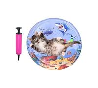 Generisch Cat Water Mat with Fish, Interactive Round Water Bed for Cats - Toy & Entertainment for Indoor and Outdoor Camping Pool Garden Floor Children's Room Summer Travel Sleeping Place
