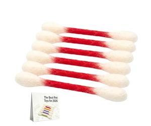Generisch Cat with 6 Chew Sticks for Boredom Indoors, Teething Rings, Large Interactive for Cat Lovers (Red, A)