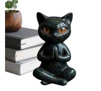 Generisch Cat Yoga Figures Resin Halloween Animal Desk Ornament