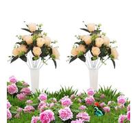 Generisch Cemetery Flowers - Realistic Looking Artificial Plants Decoration - Grave Decoration for Outdoor Cemetery - for Memorial Place Lawn Patio Memorial Day