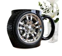Generisch Ceramic Cups - 330 ml/11 oz Ceramic Coffee Cup | Car Tyre Theme | 330 ml Non Slip Car Tyre Theme Water Bottle | Ceramics Mugs For Cafe Birthday Mom Lovers Friends Men Friend