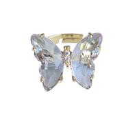 Generisch Chain Rings Colour Transparent Ring Butterfly Crystal Ring for Women Girls Gold-Plated Cute Finger Adjustable Rings Aesthetic Pair Rings Wood, one size, Plastic, No Gemstone