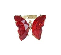 Generisch Chain Rings Colour Transparent Ring Butterfly Crystal Ring for Women Girls Gold-Plated Cute Finger Adjustable Rings Aesthetic Pair Rings Wood, one size, Plastic, No Gemstone