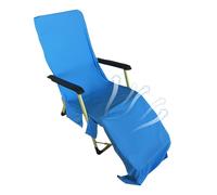 Generisch Chaise Lounge Cover with Pockets, Microfibre Pool Chair Cloth, Outdoor Push-Up Slipcover, Beach Garden, Patio, Pool Furniture Protection, Hotel Swimming Pool Lounger Cover with Side Storage