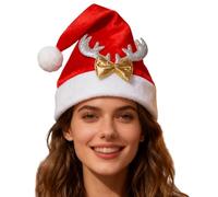Generisch Chapeau de Renne de Noël - Couvre-chef de Père Noël doux with bois, unisex chapeau de fête for adults, costume de vacances pour , hommes et adolescents