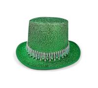 Generisch Chapeau Haut De Forme Crystal Cowboy Hat for Party, Jazz, Celebration (Green, One Size)