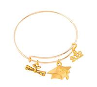 Generisch Charms Stones Blue Bracelet Jewellery Bangle With 2022 Graduation Adjustable Bracelet College Graduation Bracelet For Her Him Pink Jewellery Rhodonite Jewelry (Gold, One Size)