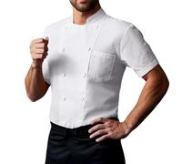 Generisch Chef's Jacket Men's Short Sleeve Thin Unisex Short Sleeve Chef Coat Jacket Uniform Shirt Kitchen Cooking Baking Coat for Restaurant, White, S