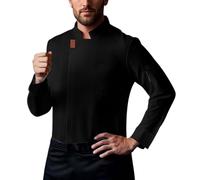 Generisch Chef's Shirt Men's Work Wear Breathable Long Sleeve Cotton Chef's Jacket for Catering Hotel Kitchen Staff Professional Work Wear, black, M