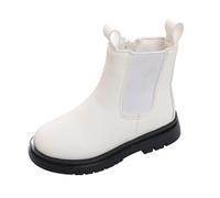 Generisch Chelsea Boots Children's Girls Boots Elegant Leather Children's Boots Plain Ankle Boots Simple Riding Boots Basic Winter Boots Wellington Boots Waterproof Winter Boots, White, 1/1.5 UK