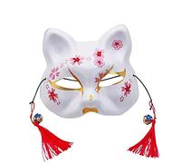 Generisch Cherry Blossom Fox Cat Mask Horror Headwear for Halloween Carnival Costume Party Props