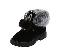 Generisch Children's Baby Warm Soft Shoes Princess Shoes Fashion Hair Balls Cotton Boots Snow Boots Snow Shoes, black, 8 UK Child