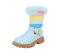 Generisch Children's Boots Girls High Boots Winter Rainbow Fleece Fashion Cute Outwear Kids Winter Shoes, blue, 11.5 UK Child