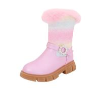 Generisch Children's Boots Girls High Boots Winter Rainbow Fleece Fashion Cute Outwear Winter Boots 26, pink, 10.5/11 UK Child