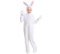 Generisch Children's Boys Girls Cosplay Rabbit Plush Animals Stage Costume 4-Piece Jumpsuit Headwear Gloves Foot Gloves Clothing Set (White, 3-5 Years)