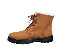 Generisch Children's Casual Plain Winter Shoes Non-Slip Snow Boots Thick Sole Trekking Boots Thickened Warm Walking Shoes Plush Lined Outdoor Shoes Winter Fleece Lined Hiking Boots, brown, 4 UK