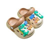 Generisch Children's Clogs with Fun 3D Animal and Car Badges - Lightweight Mules with Fold-Down Heel Strap | Non-Slip Garden and Bathing Shoes