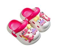 Generisch Children's Clogs with Fun 3D Animal and Car Badges - Lightweight Mules with Fold-Down Heel Strap | Non-Slip Garden and Bathing Shoes