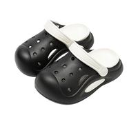Generisch Children's Clogs with Straps Non-Slip EVA Slippers Adjustable Bathing Shoes Soft Garden Shoes Breathable Lightweight Summer Sandals for Toddlers Boys Girls, A Black, 12.5 UK Child