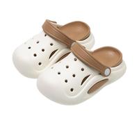 Generisch Children's Clogs with Straps Non-Slip EVA Slippers Adjustable Bathing Shoes Soft Garden Shoes Breathable Lightweight Summer Sandals for Toddlers Boys Girls, A Khaki, 8 UK Child