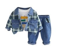 Generisch Children's Clothing Denim Autumn Coat Top Trousers Three Piece Fashion Baby 1 5 Years Old Boy Spring and Autumn Suit Children's Suit Boys Wedding Light Blue, blue, 2-3 Jahre