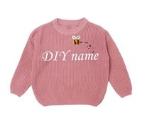 Generisch Children's DIY Embroidered Pure Knitted Jumper Name Tailored Jumper, Hot Pink, 7 Years