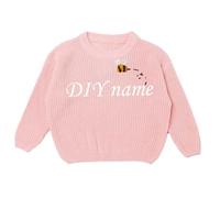 Generisch Children's DIY Embroidered Pure Knitted Jumper Name Tailored Jumper, Light pink, 5 Years