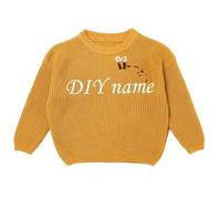Generisch Children's DIY Embroidered Pure Knitted Jumper Name Tailored Jumper, yellow, 7 Years