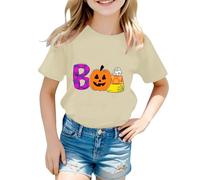 Generisch Children's Halloween T-Shirt with 'BOO' Pumpkin Graphic - Cute Short Sleeve Shirt for Boys and Girls | Funny Top for Autumn Time