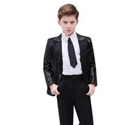 Generisch Children's Jersey with Name, Elegant Red Sequin Jacket for Boys, Ideal for Weddings, Parties and Young T-Shirt