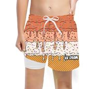 Generisch Children's Jogging Bottoms Boys Swimming Trunks for Children Summer Beach Pool Waistband Adjustable Print Comfortable 5 14 Years Boys Shorts 98, orange, 8T=140