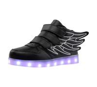 Generisch Children's LED 7 Colours Light High Top Children's Light Shoes USB Colourful Luminous Shoes, black, 11.5 UK Child