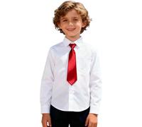 Generisch Children's Plain Men's Shirt with Long Sleeve Lapel and Single Breasted Design Including Ties Elegant Holiday Outfit School Suit Look Celebration Gala Style Modern Dress Code