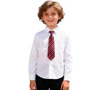 Generisch Children's Plain Men's Shirt with Long Sleeve Lapel and Single Breasted Design Including Ties Elegant Holiday Outfit School Suit Look Celebration Gala Style Modern Dress Code