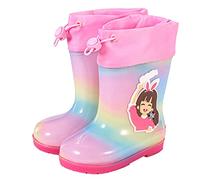 Generisch Children's rain boots for girls, waterproof toddler shoes, rubber with smart print motifs, practical carrying handles, ideal in wet weather, c, 4 UK