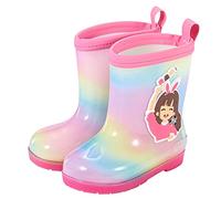 Generisch Children's rain boots for girls, waterproof toddler shoes, rubber with smart print motifs, practical carrying handles, ideal in wet weather, a, 13 UK Child