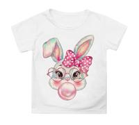 Generisch Children's Short Sleeve T-Shirt with Funny Animal Cartoon Print - Printed Unisex Children's Shirt with Rabbit and Animal Motif Colourful Fun Shirt for School and Playground
