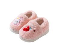 Generisch Children's slippers for girls with cuddly winter design, soft soles, cute cartoon motifs, ideal for toddlers in the house area, cosy warmth thanks to high-quality workmanship, pink, 12 UK
