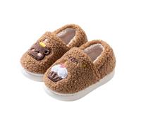Generisch Children's slippers for girls with cuddly winter design, soft soles, cute cartoon motifs, ideal for toddlers in the house area, cosy warmth thanks to high-quality workmanship, khaki, 13 UK