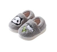 Generisch Children's slippers for girls with cuddly winter design, soft soles, cute cartoon motifs, ideal for toddlers in the house area, cosy warmth thanks to high-quality workmanship, gray, 6 UK