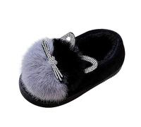 Generisch Children's Slippers Girls Slippers Winter Kids Winter Slippers with Cuddly Fleece Lining Breathable & Comfortable Cuddly & Warm Super Soft Children's Winter Slippers Children's Shoes, black