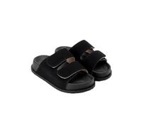 Generisch Children's Slippers Two-Tone with Wide Strap - Soft Slippers with Contrasting Top and Non-Slip Sole for Children | Comfortable Everyday Sandals for Home and Leisure, style_w02 black, 9 UK