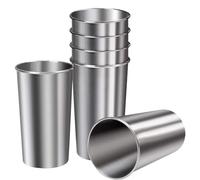 Generisch Children's Stainless Steel Mugs, Pack of 6 Coffee Mugs, Unbreakable Cups, 600 ml, Stackable for School, Outdoor, Adventure, Picnic