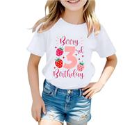 Generisch Children's T-Shirt Birthday Letters Print Crew Neck Short Sleeve Shirt Cute Top in Colourful Colours Casual Top from the Children's Collection Basic Design Made of Soft Cotton