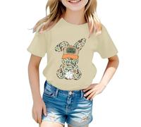 Generisch Children's T-Shirt Rabbit Motif Short Sleeve Shirt with Cool Animal Print and Sunglasses Graphic Casual Top for the Playground