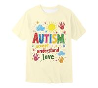 Generisch Children's T-Shirt with Autism Awareness Lettering in Blue - Colourful Graphic Shirt with Cheerful Print for Girls and Boys | Statement Casual Shirt for School and Everyday Use
